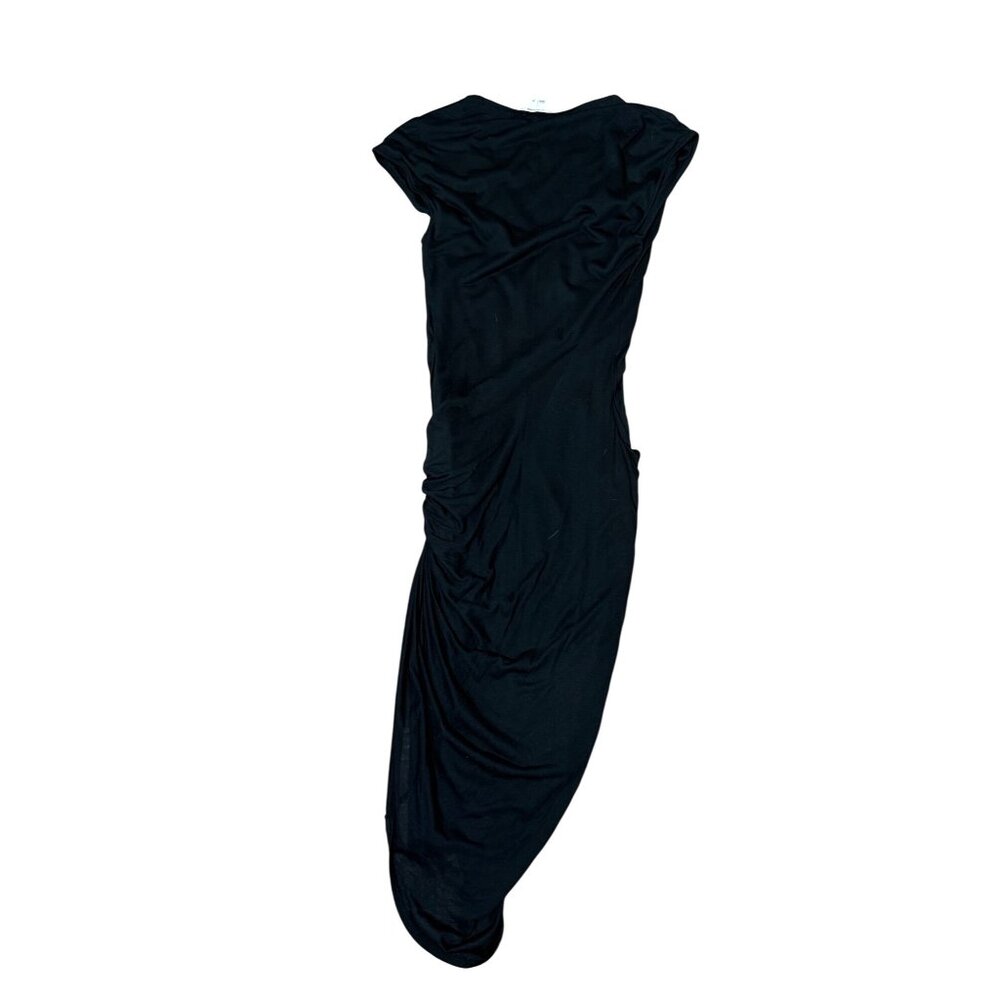 Helmut Lang Black Asymmetrical Draped Knotted Jersey Dress S Vamp Glam Cocktail - Picture 4 of 8